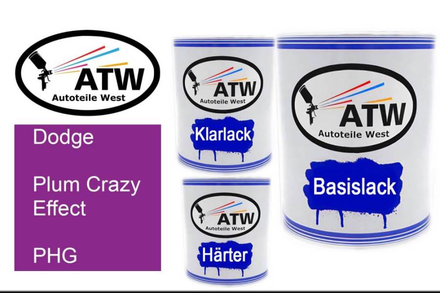 Dodge, Plum Crazy Effect, PHG: 1L Lackdose + 1L Klarlack + 500ml Härter - Set, von ATW Autoteile West.